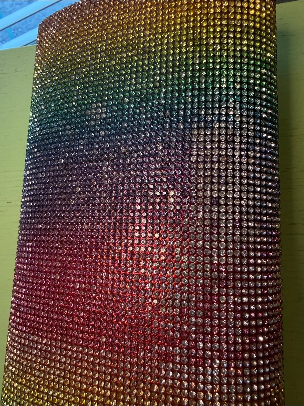 3 AM Forever Rainbow Rhinestone Crystal Evening Envelope Clutch Snap Closure